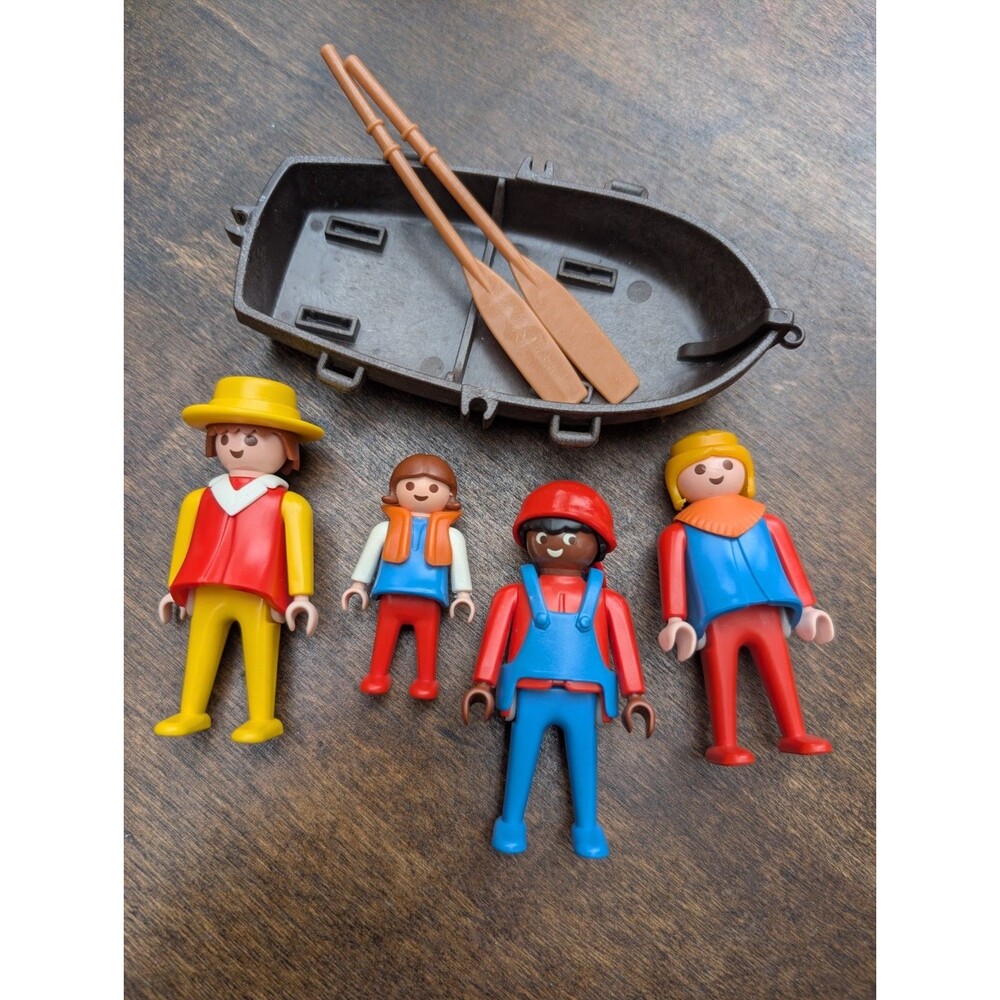 Vintage Playmobil Row Boat Fishing Child Family Lot Figures Accessories Waldorf